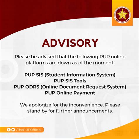 sis pup|PUP Online Document Request System .